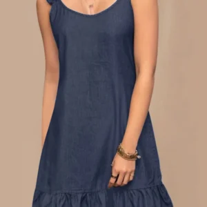 Bohemian Summer Denim Style Sundress 2023 ZANZEA Fashion Women Sleeveless Ruffles Hem Dress Beach Holiday Short Vestido Robes