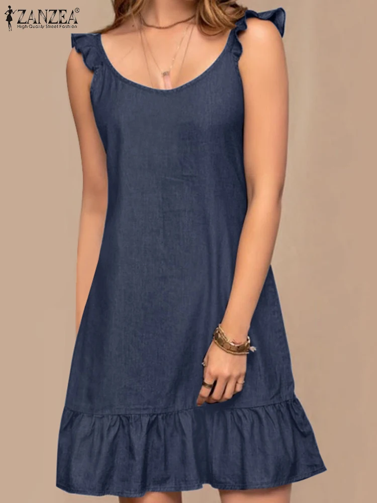 Bohemian-Summer-Denim-Style-Sundress-2023-ZANZEA-Fashion-Women-Sleeveless-Ruffles-Hem-Dress-Beach-Holiday-Short