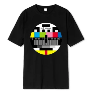 No Signal Men Tshirt Hip Hop Style Streetwear Tops & Tees Novelty Geometric Short Sleeve Summer Cotton T Shirt Oversize T-shirts