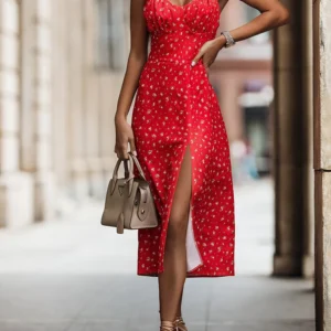 Summer Sexy Midi Dress Women Fashion White Floral Print Backless Beach Sundresses Casual Slim Slit Sleeveless Dress New