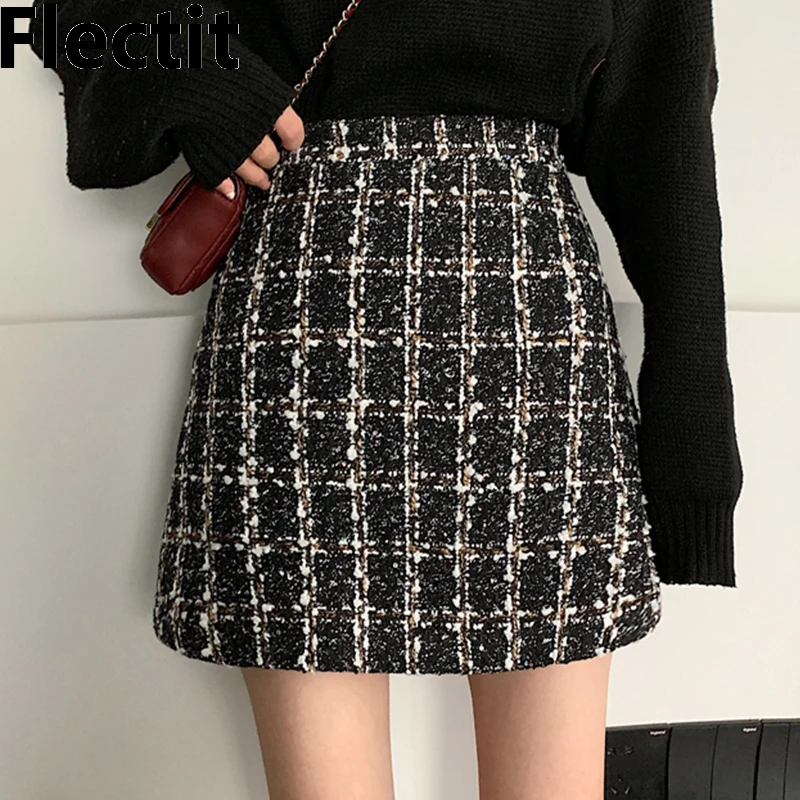 Fall-Winter-Plaid-Wool-Skirt-Womens-Plus-Size-Thick-Woolen-Glitter-Mini-Tweed-Skirt-Saia-Feminina