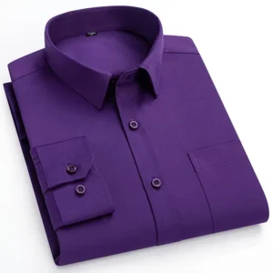 Men's Long Sleeve Dress Shirts Daily Fashion Business Formal Plain Purple White Blue Black Elegant Office Social Casual Shirt