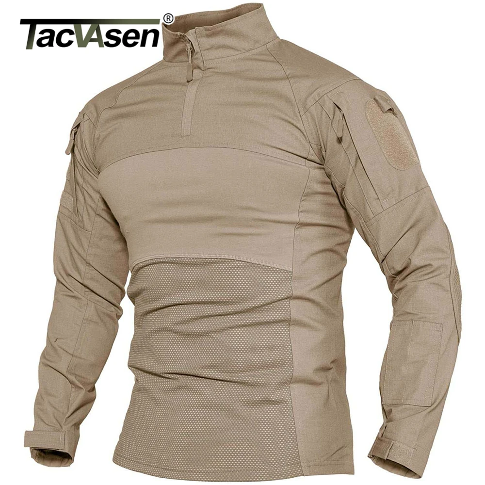 TACVASEN-Mens-Military-Combat-Shirts-1-4-Zip-Long-Sleeve-Tactical-Hunting-Shirts-Outdoor-Hiking-Army